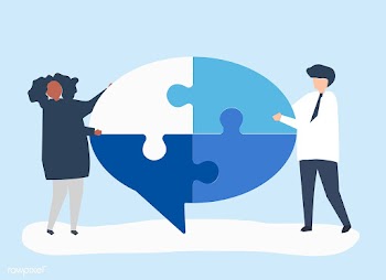 People carrying jigsaw pieces of a speech bub.. | Free stock vector - 479803