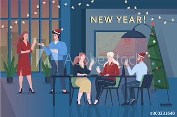 People celebrate new year and christmas in the office