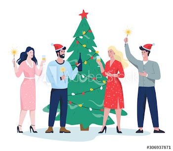People celebrate new year and christmas in the office