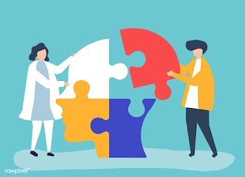 People connecting jigsaw pieces of a head tog.. | Free stock vector - 478489