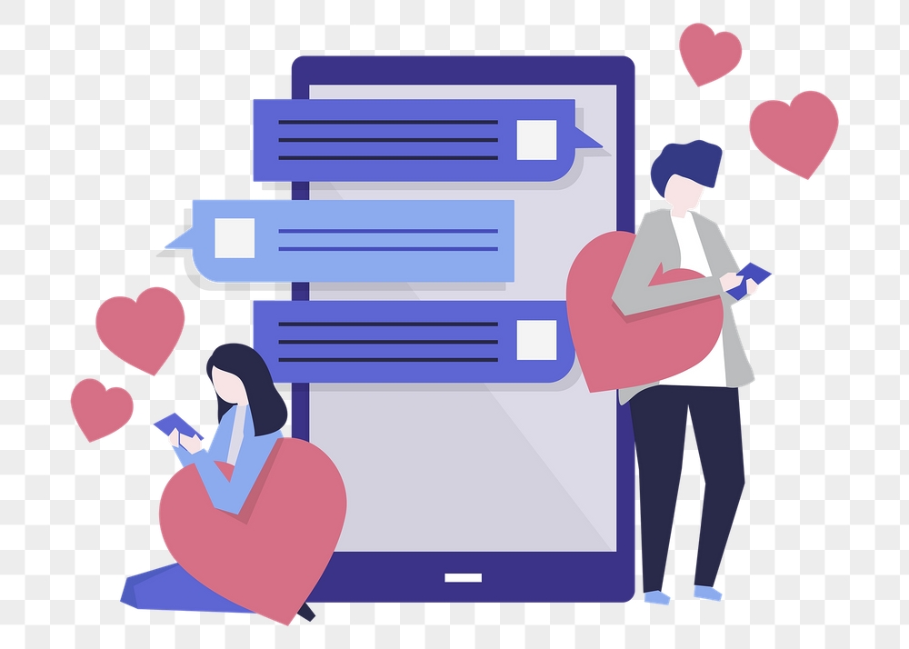 People dating application png cartoon | Free PNG - rawpixel