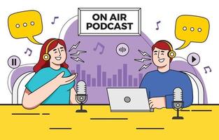 People Doing a Podcast Concept Free Vector