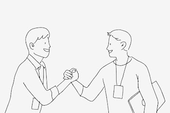 People doodle colleagues holding hands… | Free stock illustration | High Resolution graphic