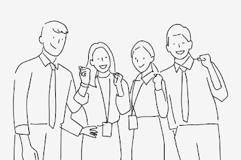 People doodle psd happy colleagues… | Free stock illustration | High Resolution graphic