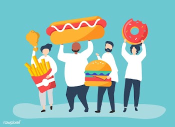 People eating junk food | Free stock vector - 478134