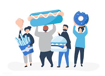 People eating junk food | Free stock vector - 479206