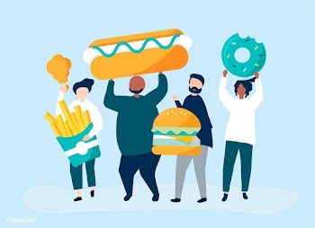 People eating junk food | Free stock vector - 479941