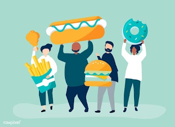 People eating junk food | Free stock vector - 479994