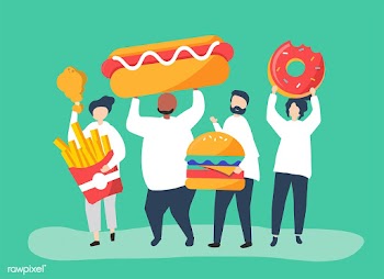 People eating junk food | Free stock vector - 480081