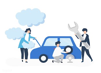 People exchanging a car tire | Free stock vector - 478199