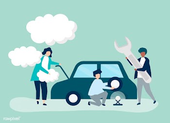 People exchanging a car tire | Free stock vector - 478204