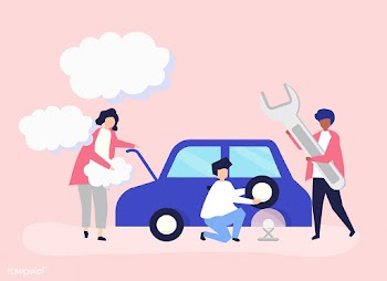 People exchanging a car tire | Free stock vector - 478224
