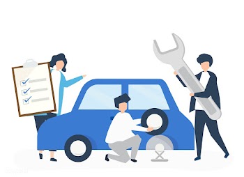 People exchanging a car tire | Free stock vector - 478232