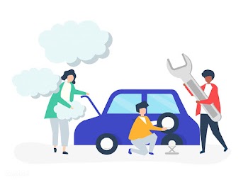 People exchanging a car tire | Free stock vector - 478391