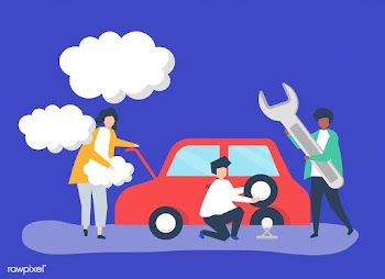 People exchanging a car tire | Free stock vector - 478396