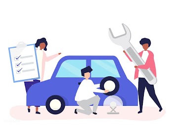 People exchanging a car tire | Free stock vector - 478423