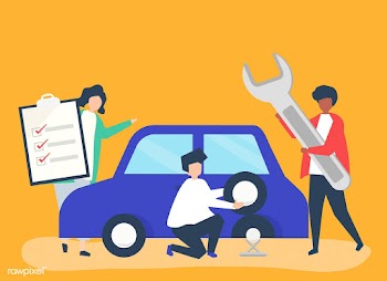 People exchanging a car tire | Free stock vector - 478443
