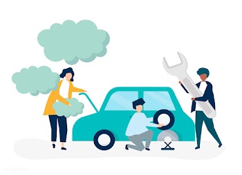 People exchanging a car tire | Free stock vector - 478648