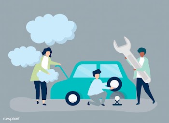 People exchanging a car tire | Free stock vector - 479188