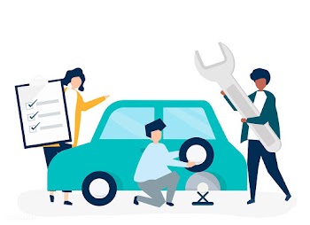 People exchanging a car tire | Free stock vector - 479208