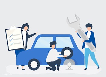 People exchanging a car tire | Free stock vector - 479240