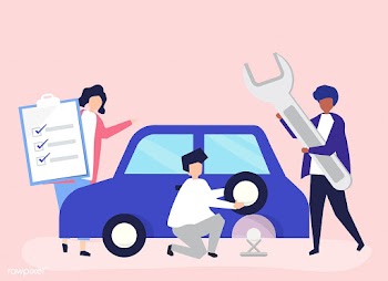 People exchanging a car tire | Free stock vector - 479251