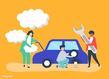 People exchanging a car tire | Free stock vector - 479253