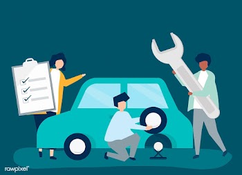 People exchanging a car tire | Free stock vector - 479256