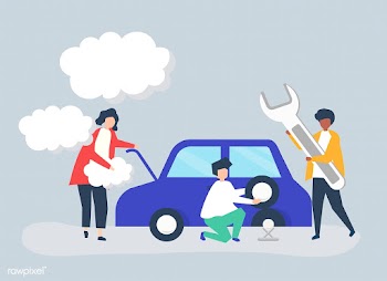 People exchanging a car tire | Free stock vector - 479889