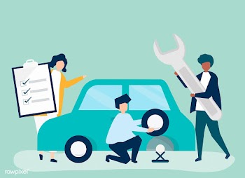 People exchanging a car tire | Free stock vector - 479898