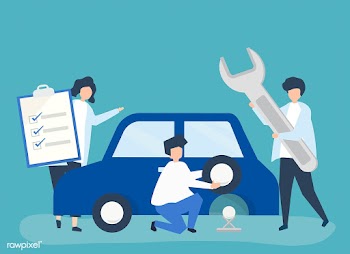 People exchanging a car tire | Free stock vector - 479957