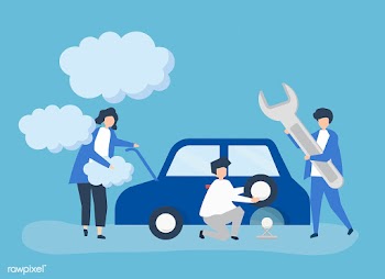 People exchanging a car tire | Free stock vector - 480062