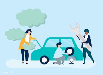 People exchanging a car tire | Free stock vector - 480089