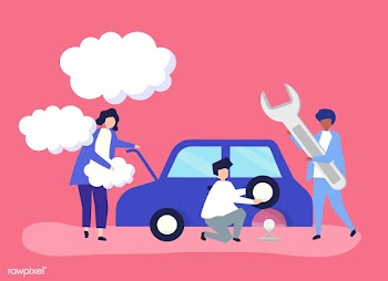 People exchanging a car tire | Free stock vector - 480139