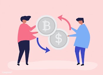 People exchanging bitcoin to dollars | Free stock vector - 478256