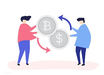 People exchanging bitcoin to dollars | Free stock vector - 478655