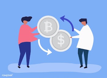 People exchanging bitcoin to dollars | Free stock vector - 478671