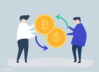People exchanging bitcoin to dollars | Free stock vector - 479910