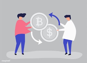 People exchanging bitcoin to dollars | Free stock vector - 479930