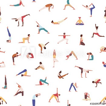 People exercising yoga vector seamless pattern