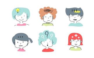 People expression vector illustration set bundle Free Vector