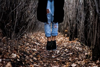 people float in the forest
