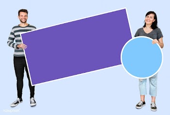 People holding blank geometric icons | Free stock psd mockup - 450607