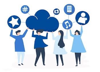 People holding cloud and social networking ic.. | Free stock vector - 455635