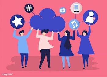 People holding cloud and social networking ic.. | Free stock vector - 455636