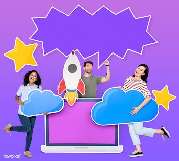 People holding cloud computing icons and a co.. | Free stock psd mockup - 458091
