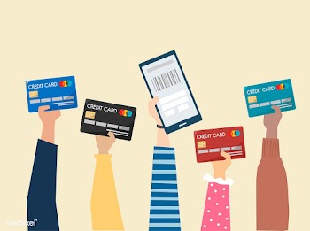 People holding credit cards illustration | Free stock vector - 437574