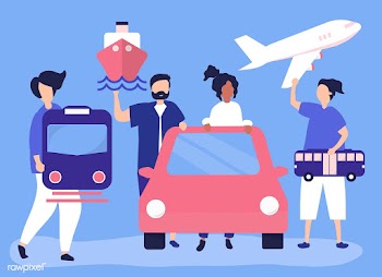 People holding different transportation icons | Free stock vector - 478354