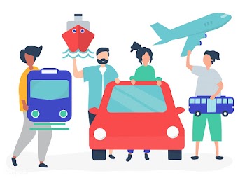 People holding different transportation icons | Free stock vector - 478362