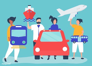 People holding different transportation icons | Free stock vector - 478844